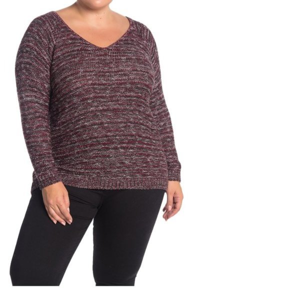 SUSINA Marled Burgundy Knit Sweater - Picture 1 of 7